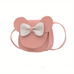 Kids Cartoon PU Leather Crossbody Bag with Bow Coin Purse