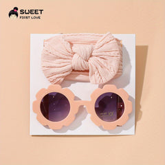 Solid Headband Sunglasses Combo Bowknot Hair Bands for Girls Children