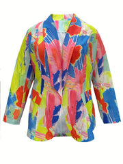 Graffiti Print Open Front Blazer