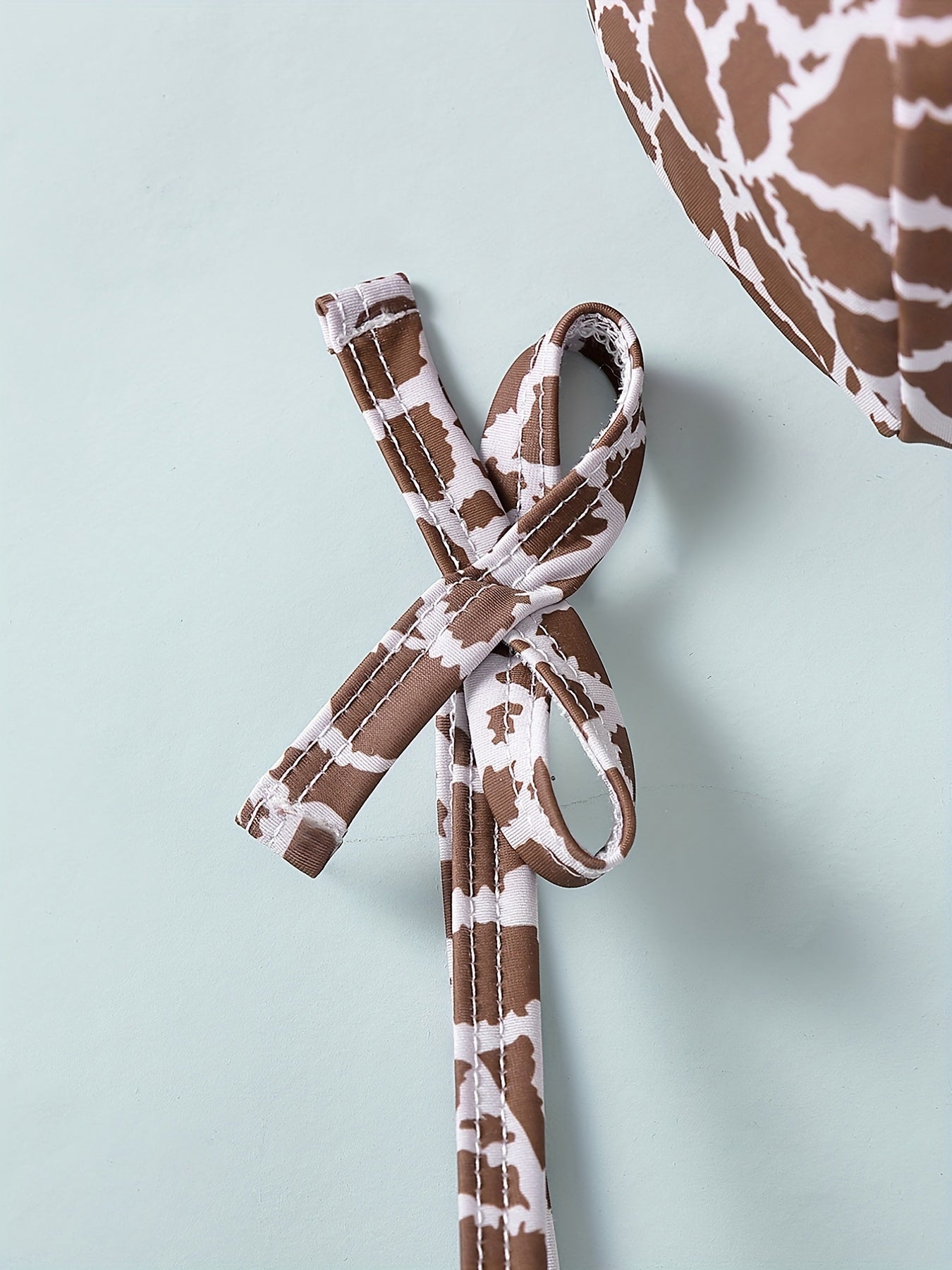 Leopard Bow Spaghetti Strap Swimsuit for Girls