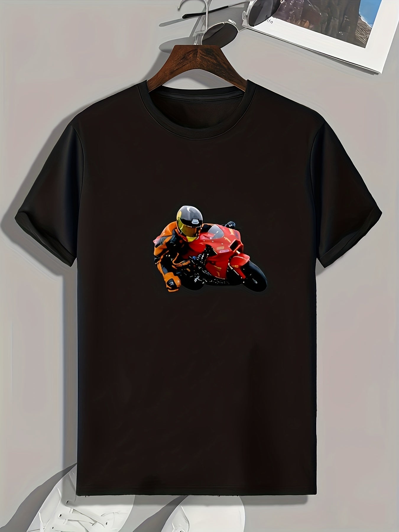 Motorcycle Pattern Print Men's Sports T-shirt