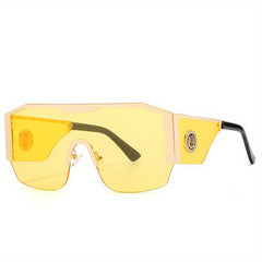Square Rimless Sunglasses Men's Vintage Big Frame UV400