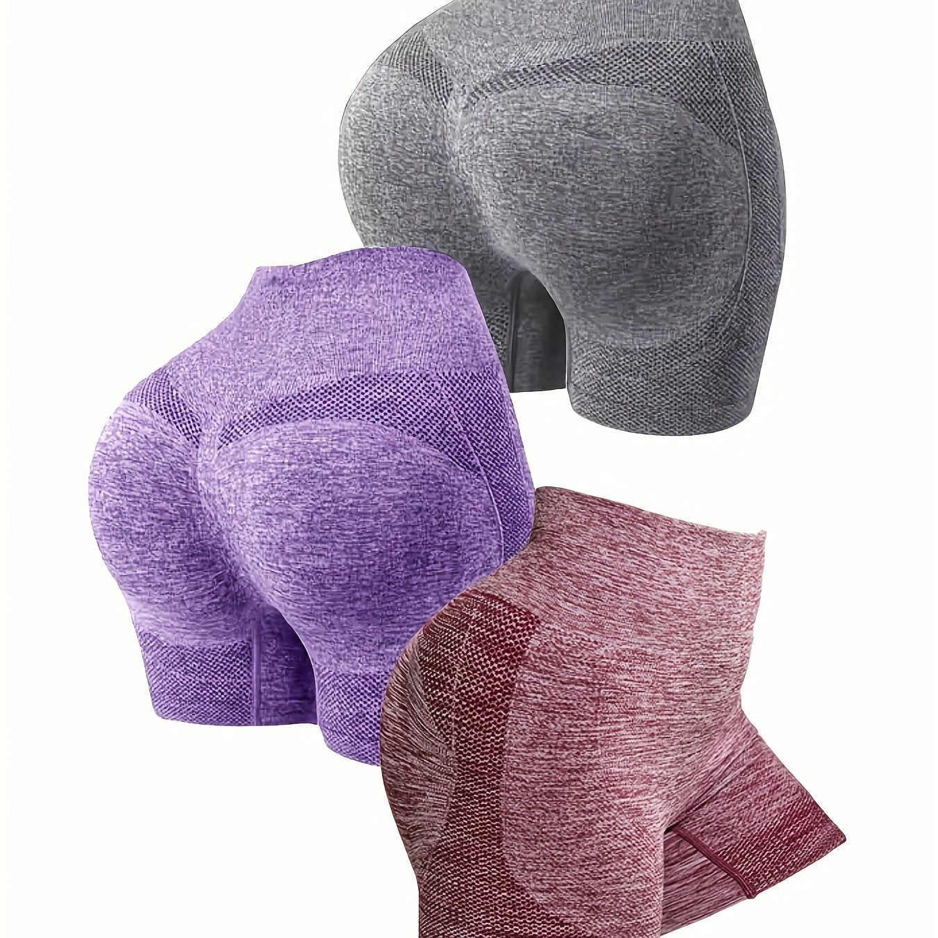 3 Pcs Yoga Shorts Seamless High Waist Butt Lifting Multicolor