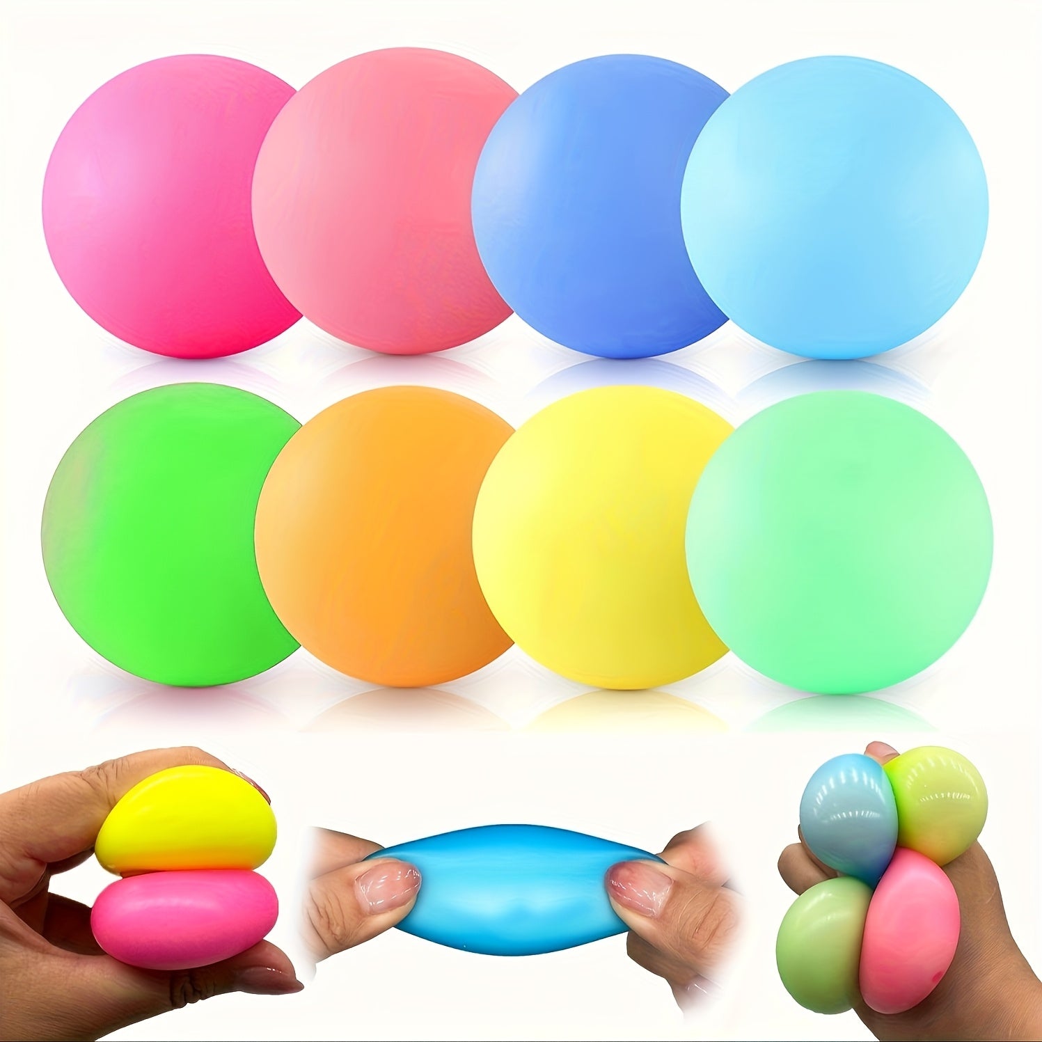 6pcs 1.38 Inch Elastic Ball Fidget Toy for Children & Adults