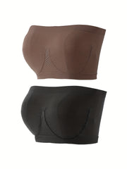 2pcs Seamless Bandeau Bras Soft Stretch Everyday Bra Women's Lingerie
