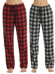 2pcs Plaid Lounge Pants Casual & Soft Drawstring Elastic Waistband Pants