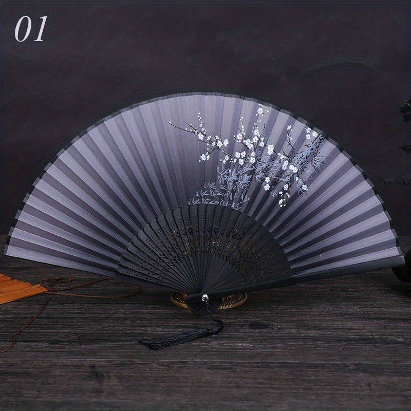 Plum Blossom Folding Fan Gift Summer Silk Fan