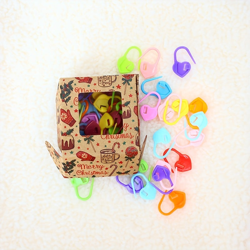 50 Heart Stitch Markers with Storage Box - Knitting & Crochet