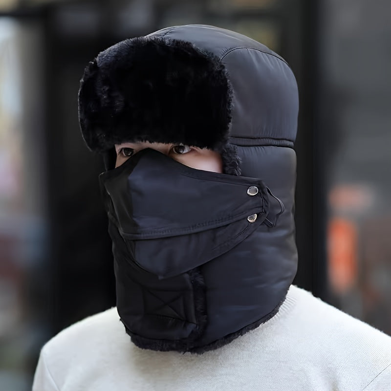 Winter Trapper Hat Outdoor Ski Hat with Face Cover