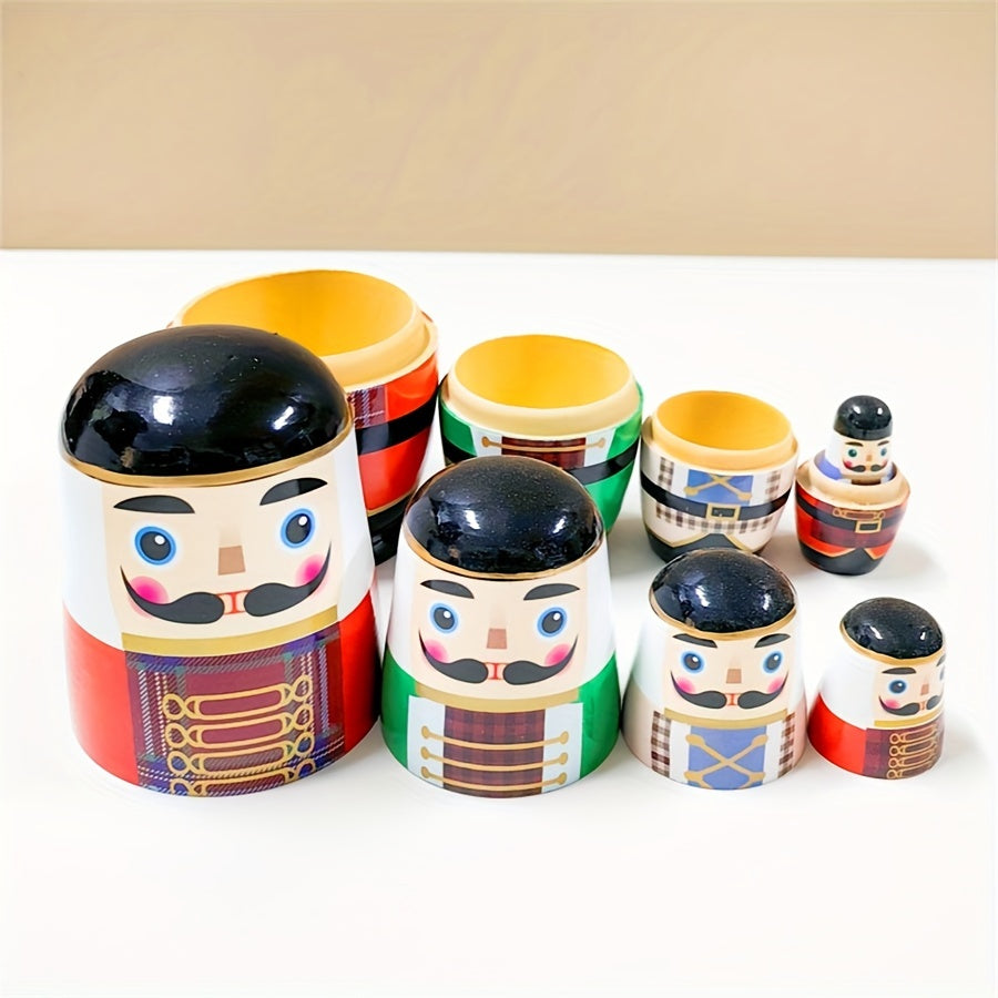 Colorful Wooden Nesting Dolls Set Educational Stackable Toys for Kids