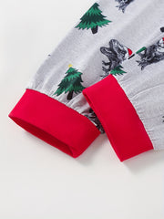 Boys 2pcs Dino & Xmas Tree Print Pajama Set Long Sleeve Top & Pants