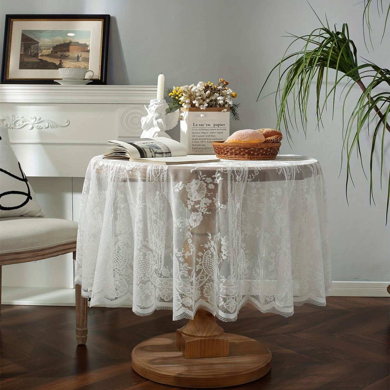 Round Lace Tablecloth American Style Retro Lace Table Cloth