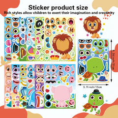 Animal Mix and Match DIY Face Stickers Single Use Rectangle Shape