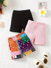 3pcs Baby Girl's Casual Elastic Waist Shorts Set For Summer