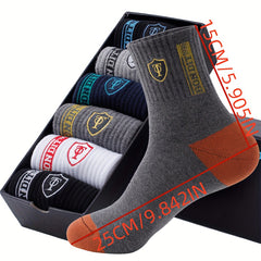 Men's Mid Crew Sport Socks - 5 Pairs, Sweat Absorbing, Comfy, Breathable