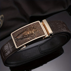 Crocodile Pattern Leather Belt Men's Cowhide Automatic Buckle