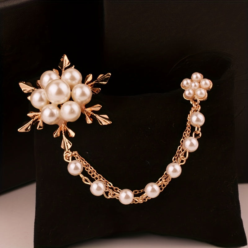 Pearl Ice Flower Tassel Brooch