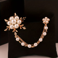 Pearl Ice Flower Tassel Brooch