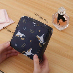 Cartoon Print Sanitary Napkin Bag with Zipper