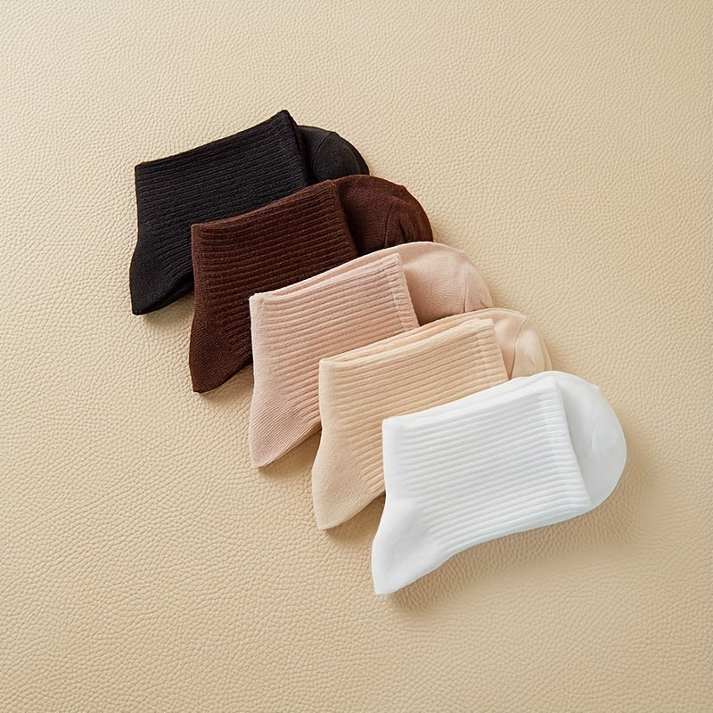 5 Pairs Ribbed Short Socks Comfort & Soft Mixed Socks Women's Stockings