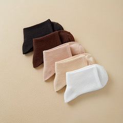 5 Pairs Ribbed Short Socks Comfort & Soft Mixed Socks Women's Stockings