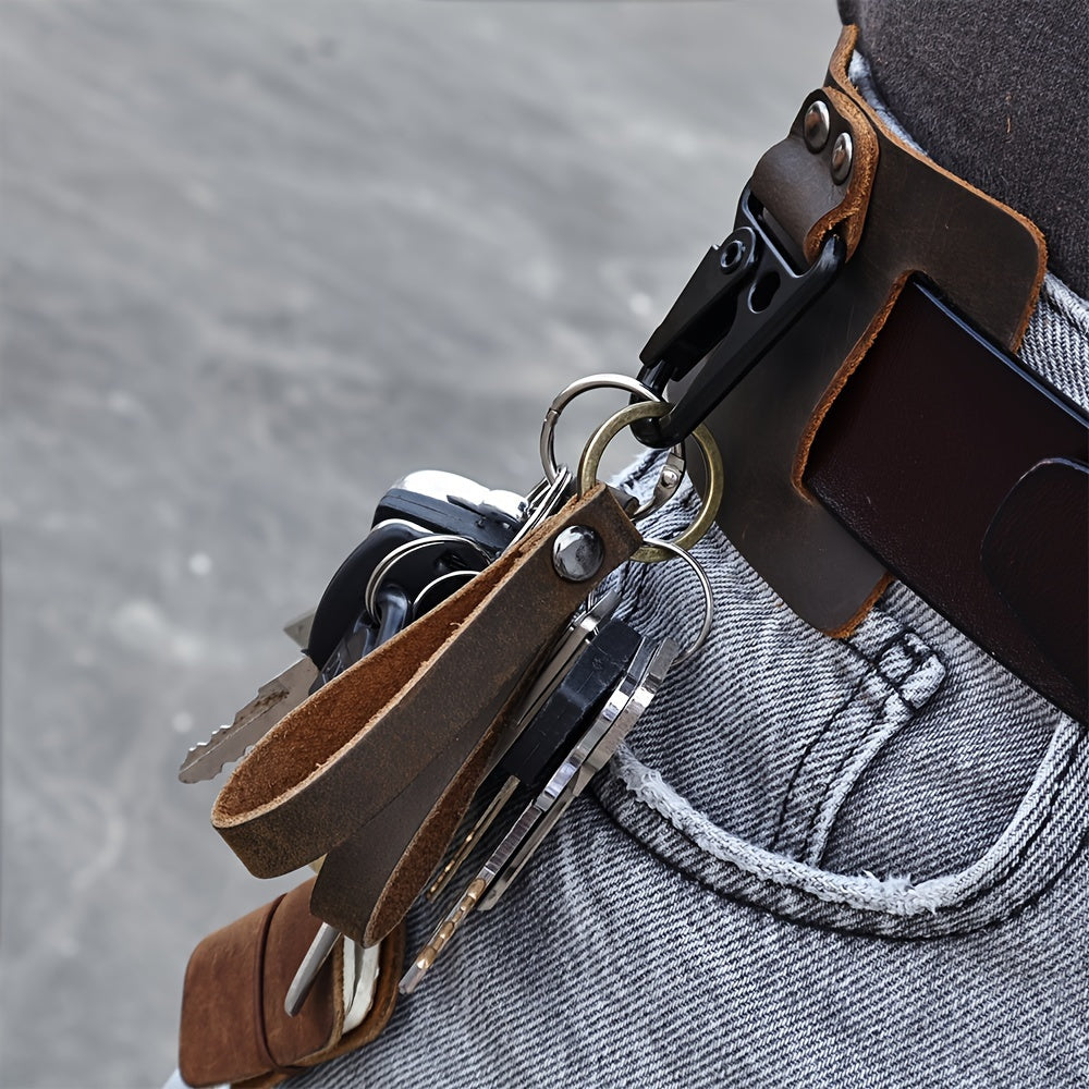 Cowhide Leather Keychain for Outdoor Travel