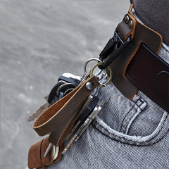 Cowhide Leather Keychain for Outdoor Travel