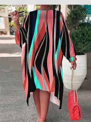 Casual Dress Women's Plus Random Print Long Sleeve Dress