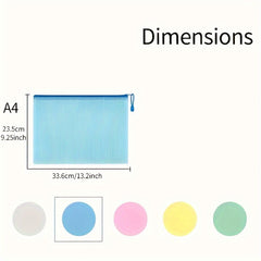 5pcs Mesh Zipper File Bag Stationery Waterproof Pen Office Data Ticket Storage