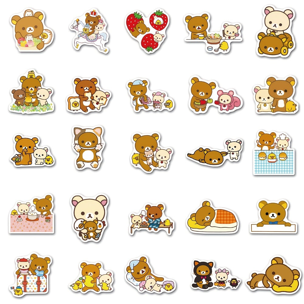 50pcs Cartoon Bear Waterproof Stickers For Adults