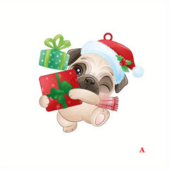 Adorable Pug Charm Phone Keychain Holiday Decor Christmas Trees