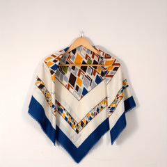Boho Square Scarf Frayed Edge Tassel Shawl Casual Windproof Head Wrap