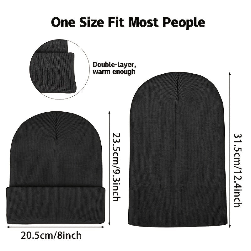 Unisex Acrylic Knitted Beanie Hat Autumn Winter Warm Cap