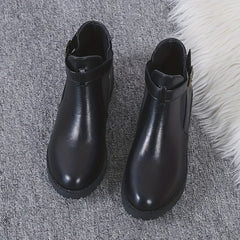 Solid Chunky Heel Boots Buckle Strap Short Boots Comfortable