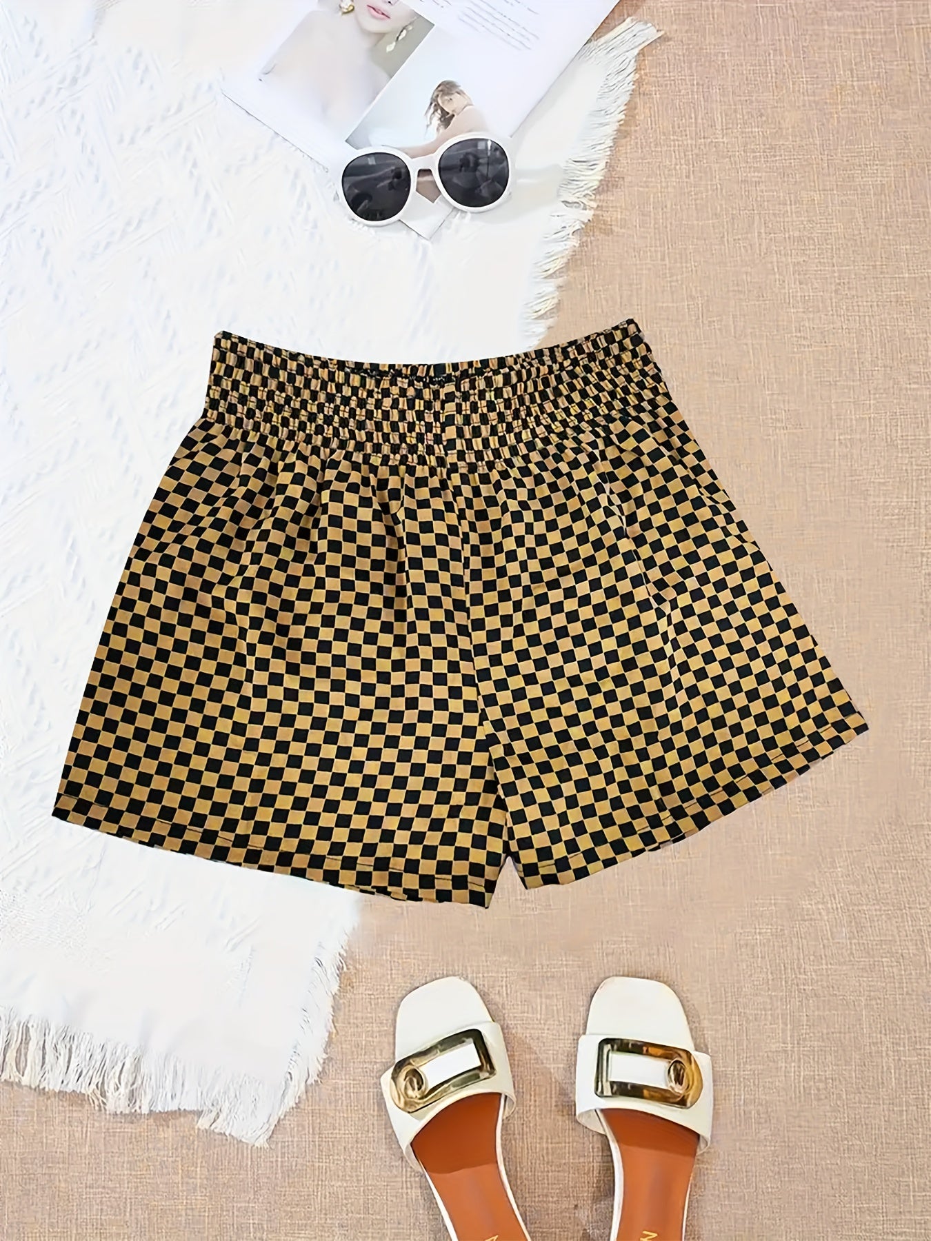 Smocked Waist Shorts for Women Spring Summer Casual Wear