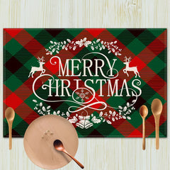 Christmas Santa Claus Mat Non Slip Heat Resistant Kitchen Table Cotton Linen Mat