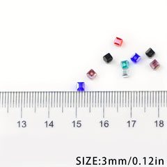 100pcs 3mm Hand Square Beads AB Plated Glass Crystal DIY Jewelry