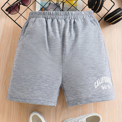 Girls Letter Print Elastic Waist Sweat Shorts With Pockets