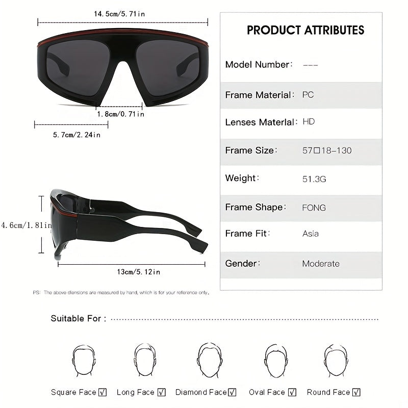 Men's Large Triangle Frame Sunglasses Anti UV400 Vintage Mixed Eyewear