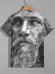 Men's 3D Print Face Graphic T-Shirt for Summer Outdoor Activities