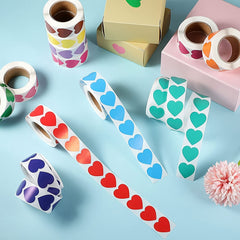 500pcs Heart Shaped Stickers 9 Colors Office Classroom Student Use