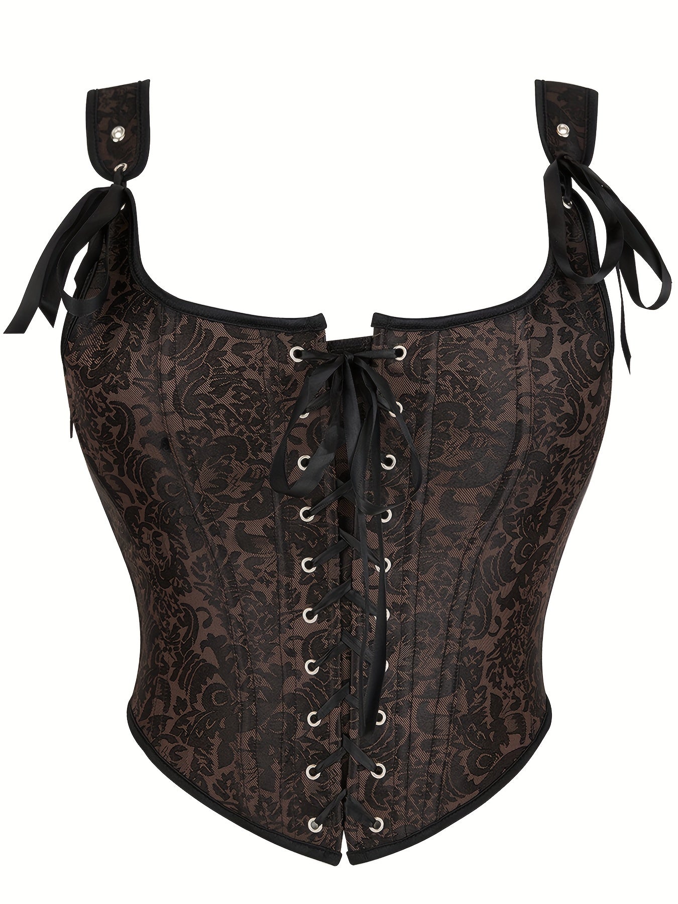 Jacquard Shaping Corset Tops Tummy Control Lace Up Slimmer Sleeveless Top