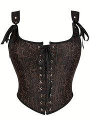 Jacquard Shaping Corset Tops Tummy Control Lace Up Slimmer Sleeveless Top