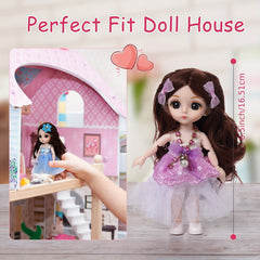 6pcs Mini Princess Doll Set with Accessories Mixed Colors