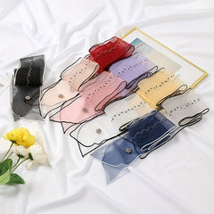 Rhinestone Beads Gauze Scarf Thin Neck Tie Hair Band Accessories