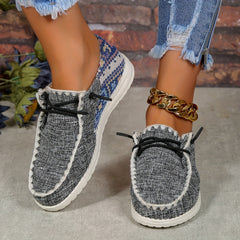 Women's Geometric Pattern Sneakers Casual Lace Up Outdoor Shoes