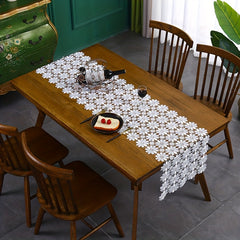 Vintage Daisy Lace Table Runner Floral Fabric TV Cabinet Dust Proof Cloth