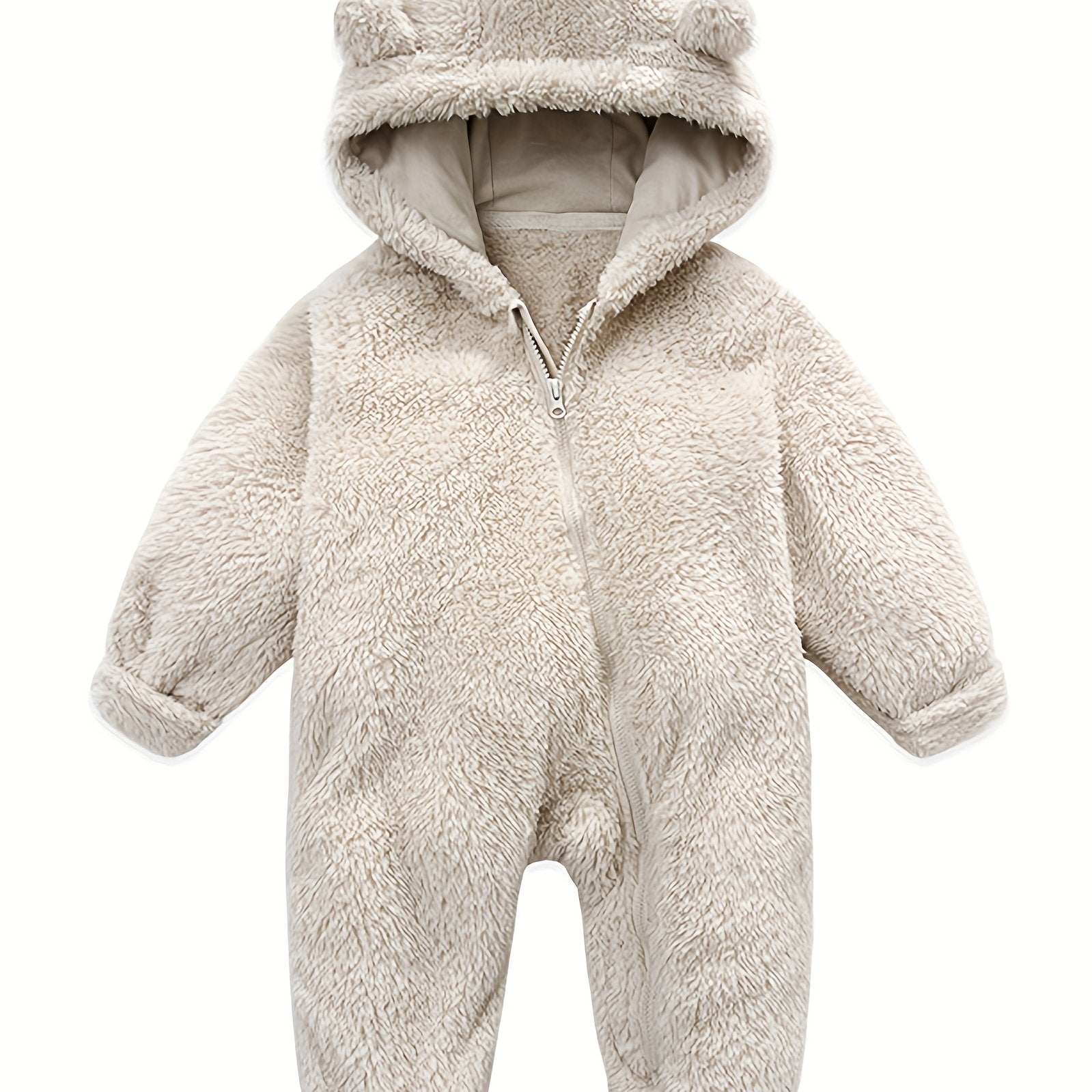 Baby Plush Polar Fleece Jumpsuit With Rabbit Ears