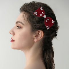 Fabric Rhinestone Bow Hair Clip Solid Hair Clip Hair Accessories