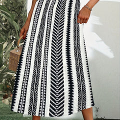 Geo Pattern A-line Skirt for Summer & Spring